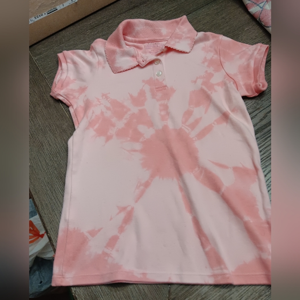 Arrow Kids Pink Tie-Dye Polo Shirt